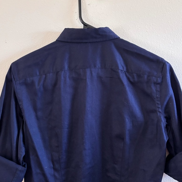 NWT Chaps Women's Navy SZ S Button Down Roll Tab Sleeve Shirt Top Blouse - Picture 9 of 10